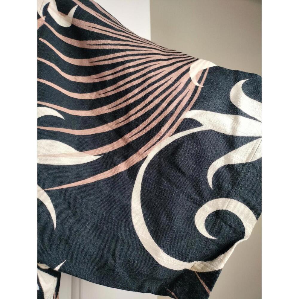 Cubavera Men's Large Rayon Hawaiian Shirt Black‎ Tan Palm Leaf Tropical Floral L - Picture 9 of 10